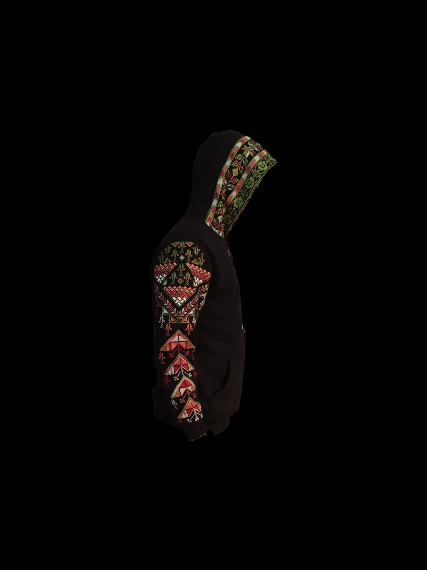 Felpa nera ricamata unisex
