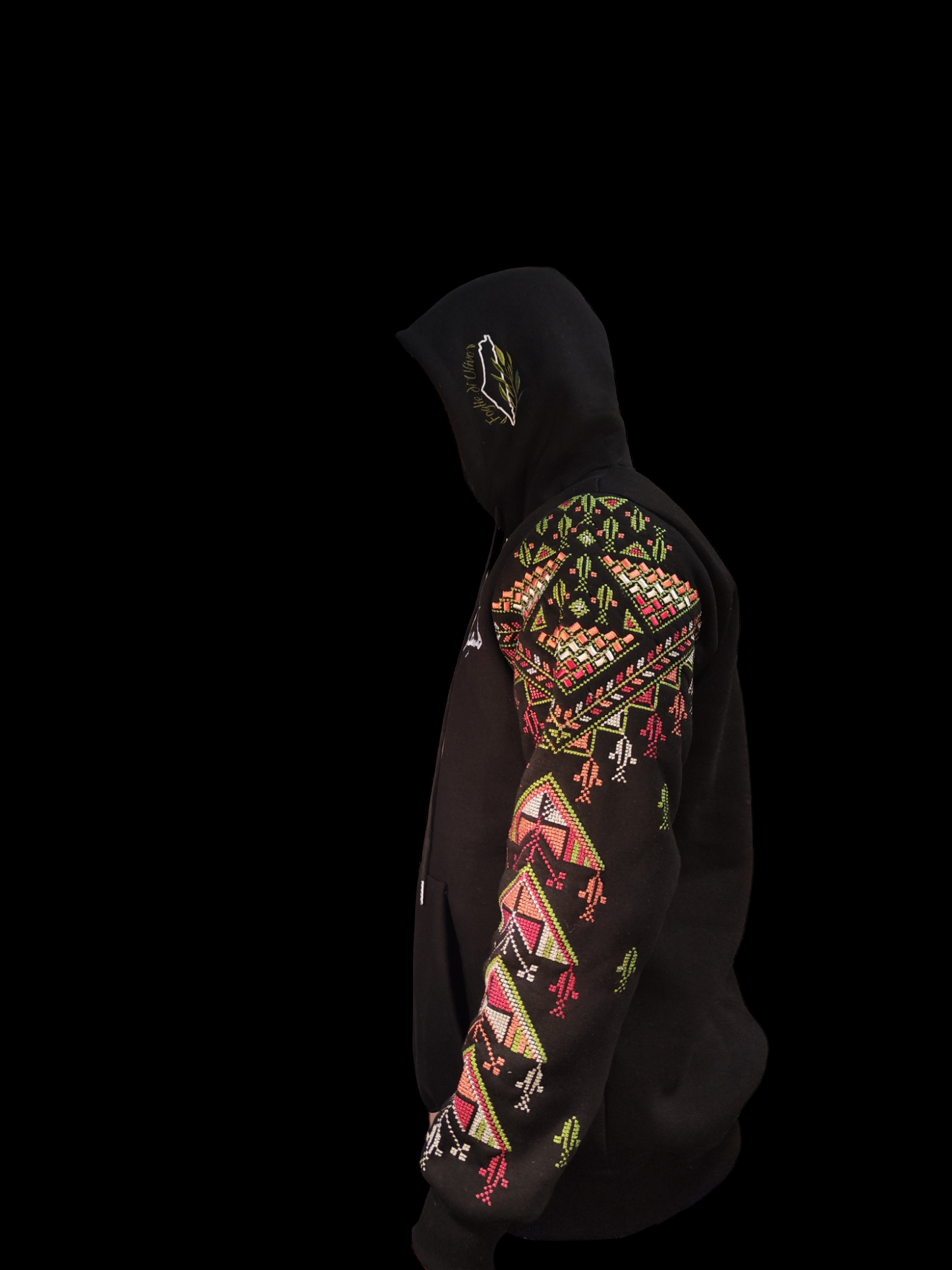 Felpa nera ricamata unisex