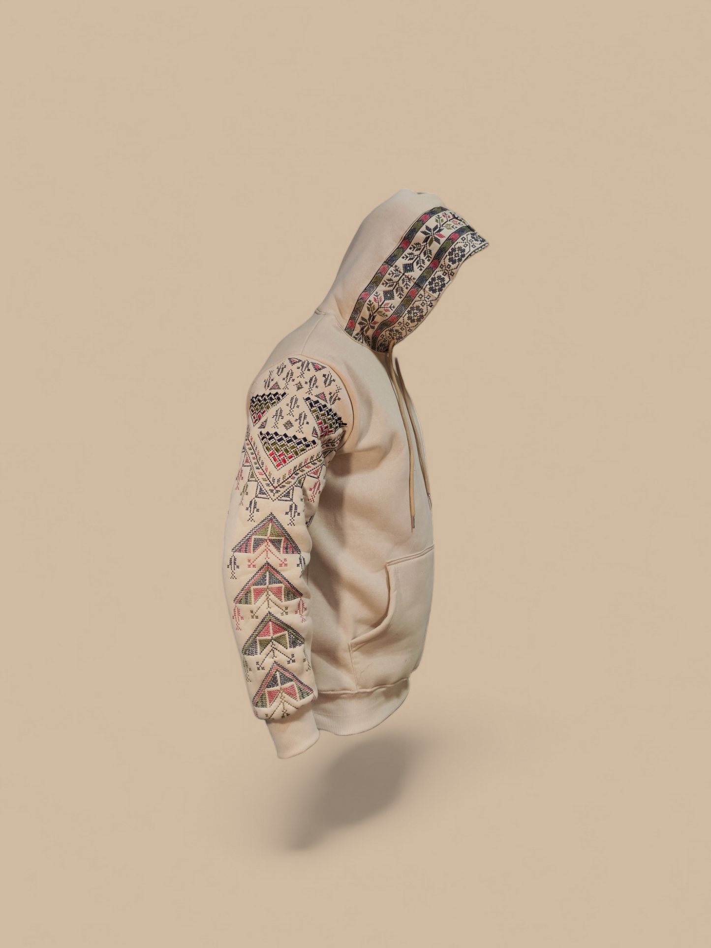 Felpa beige ricamata unisex