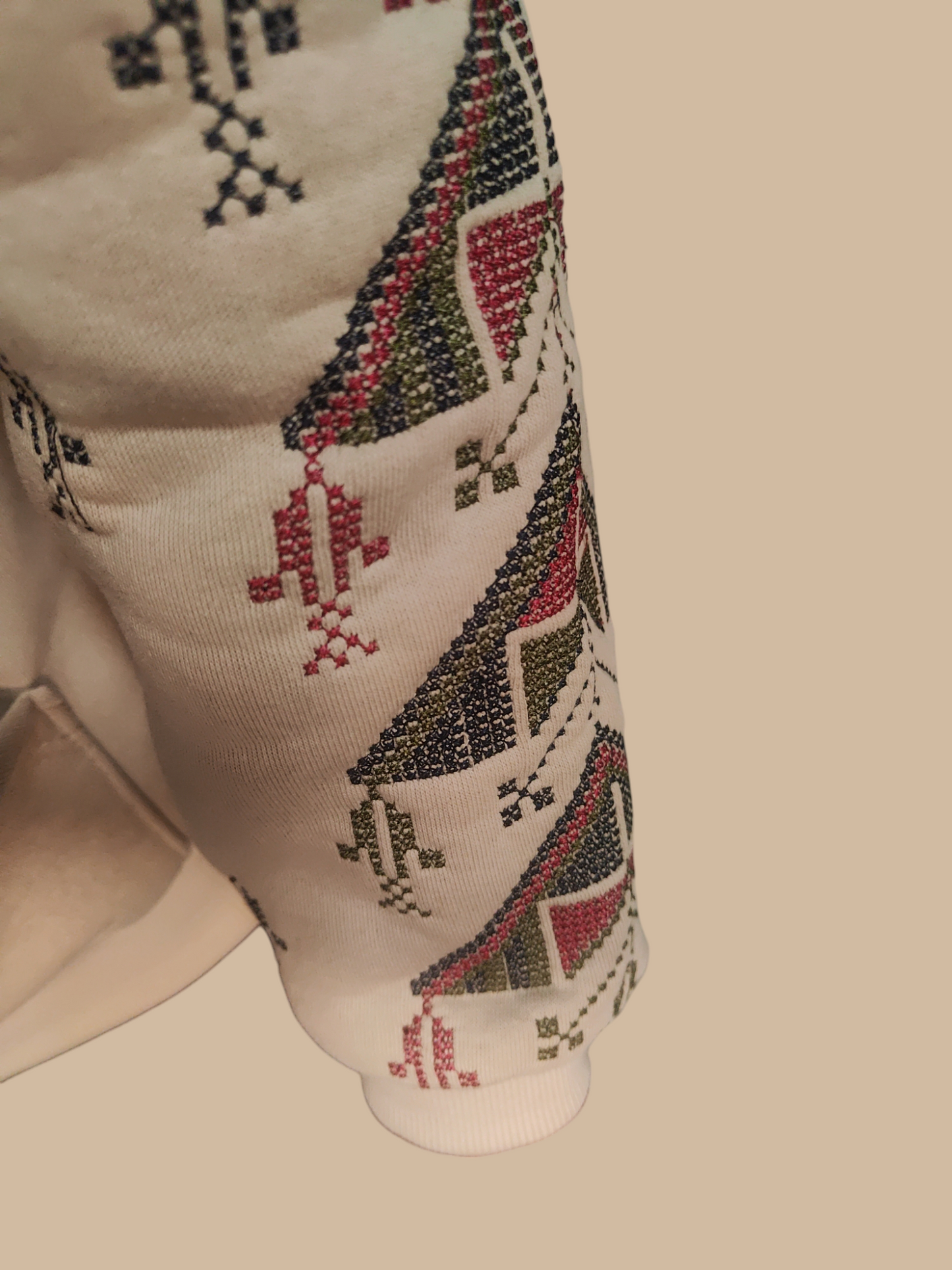 Felpa beige ricamata unisex