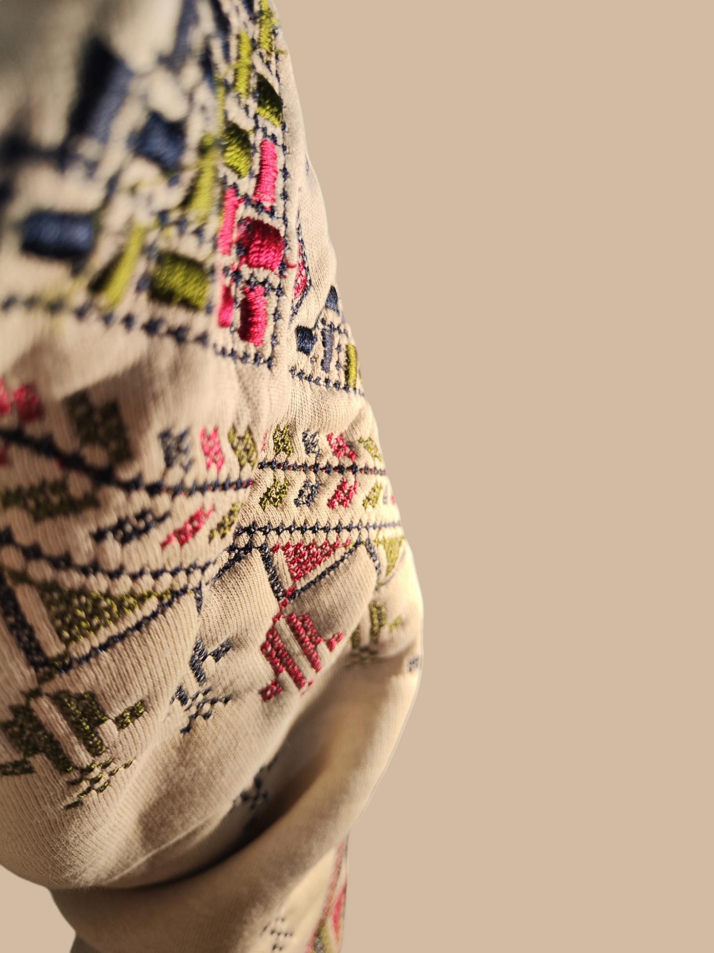 Felpa beige ricamata unisex