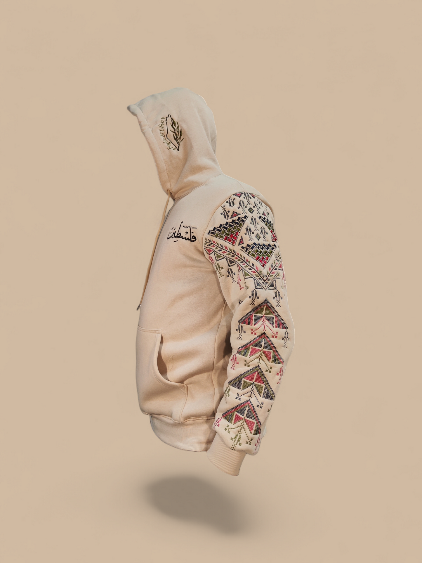 Felpa beige ricamata unisex