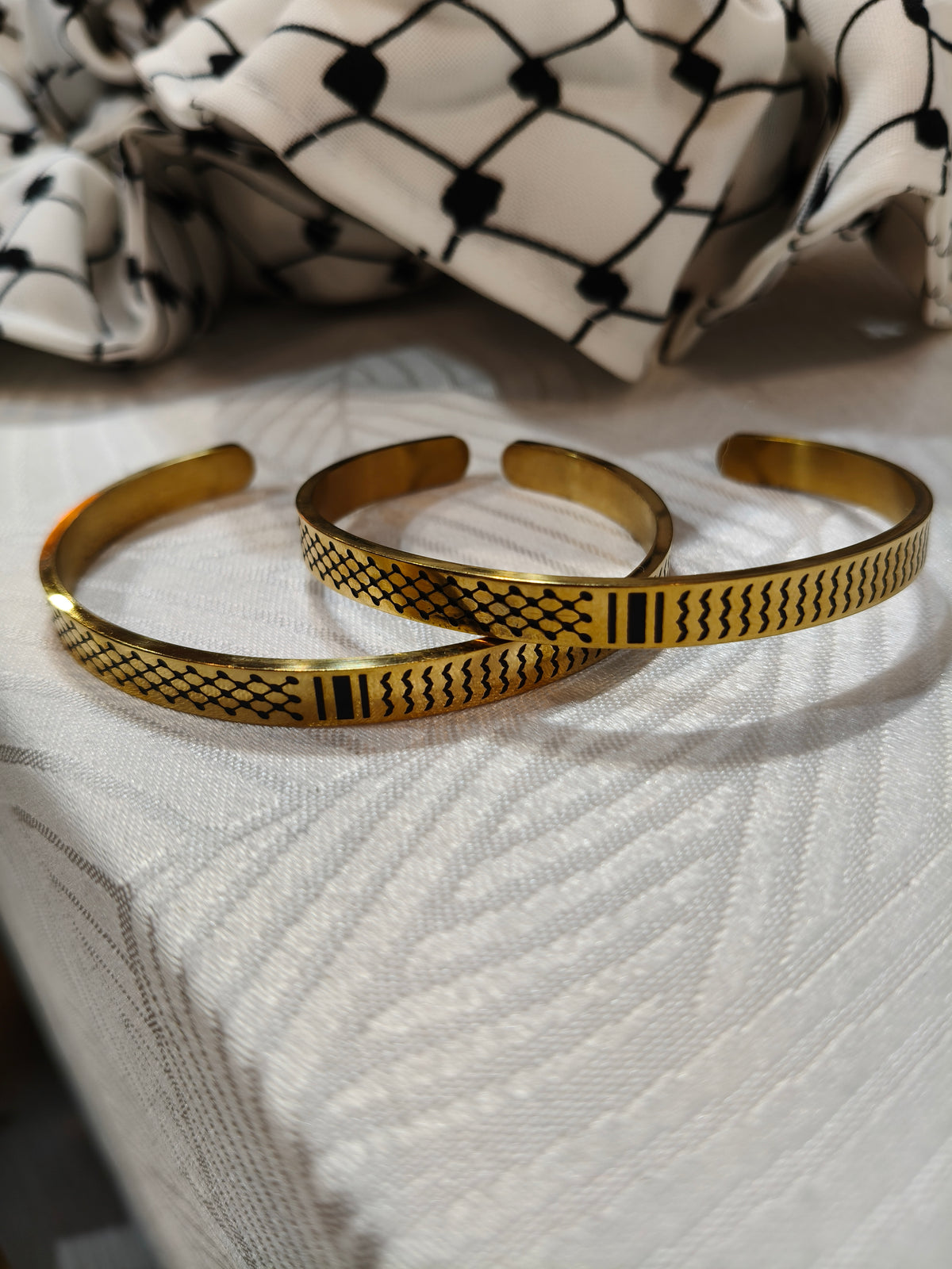 Bracciale unisex in acciaio inossidabile - Motivo kefiah