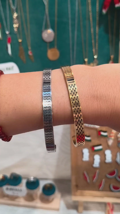 Bracciale unisex in acciaio inossidabile - Motivo kefiah