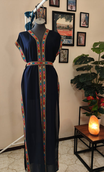 Gilet lungo tatreez colorato