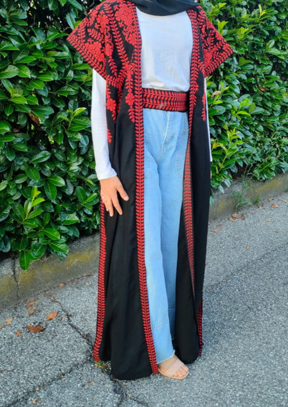 Long vest tatriz red olive leaves