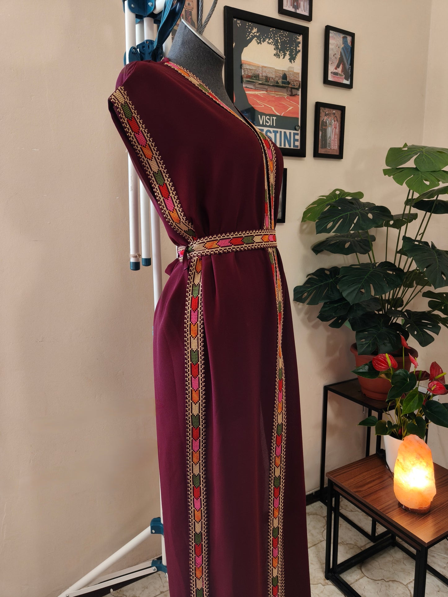 Gilet lungo tatreez colorato