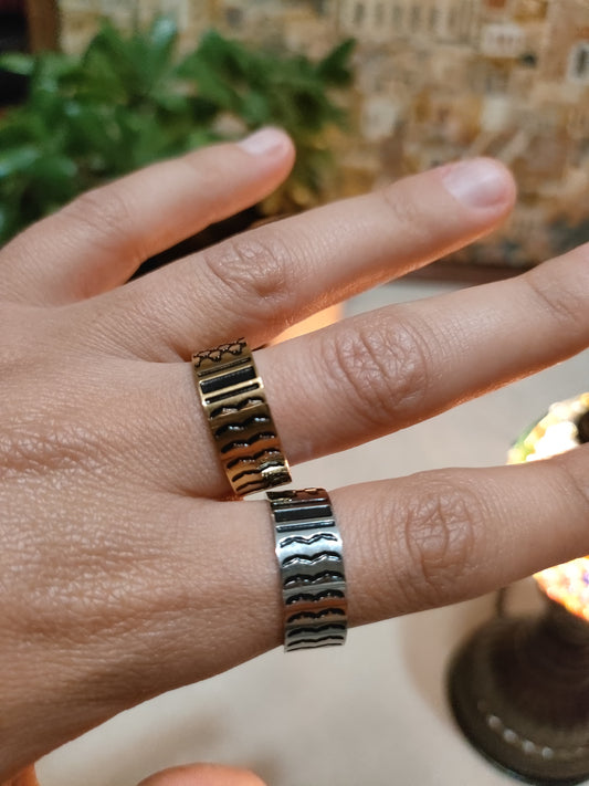 Anello Unisex in Acciaio Inossidabile – Motivo Kefiah