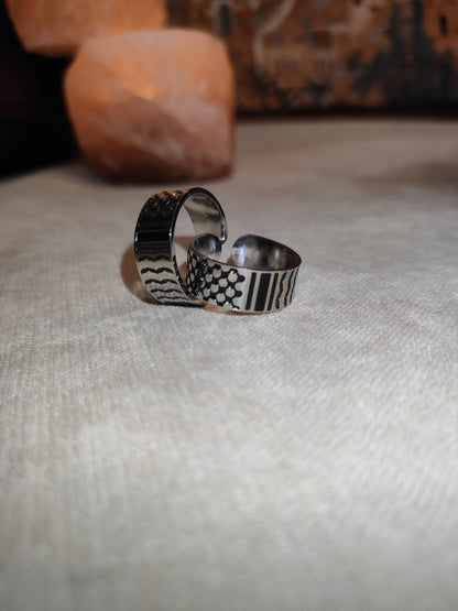 Anello Unisex in Acciaio Inossidabile – Motivo Kefiah