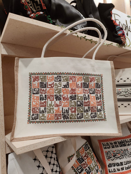 Borsa tote in tela di juta