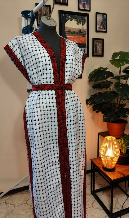 Gilet motivo kefiah e tatreez