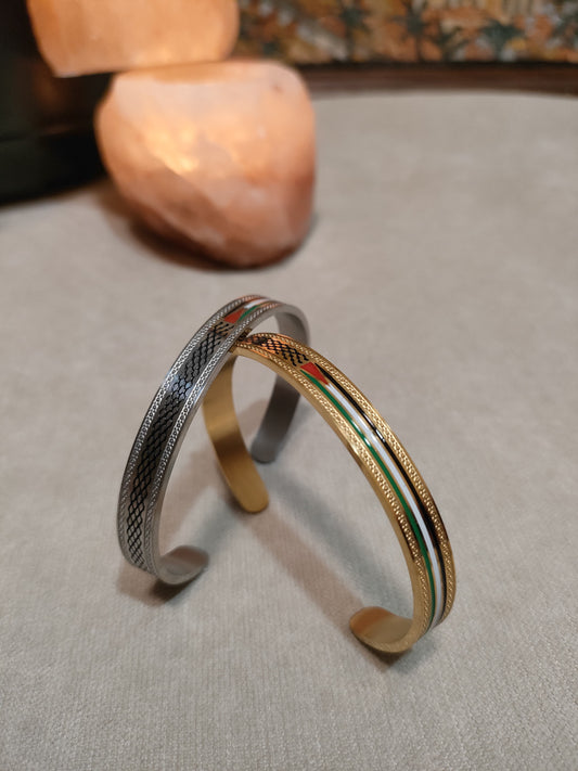 Bracciale Unisex in Acciaio Inossidabile – Motivo Kefiah e Bandiera Palestinese