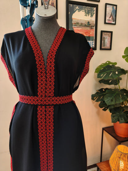 Gilet lungo tatreez rosso