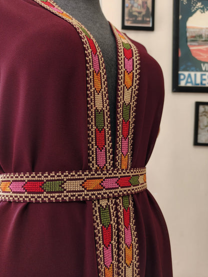 Gilet lungo tatreez colorato