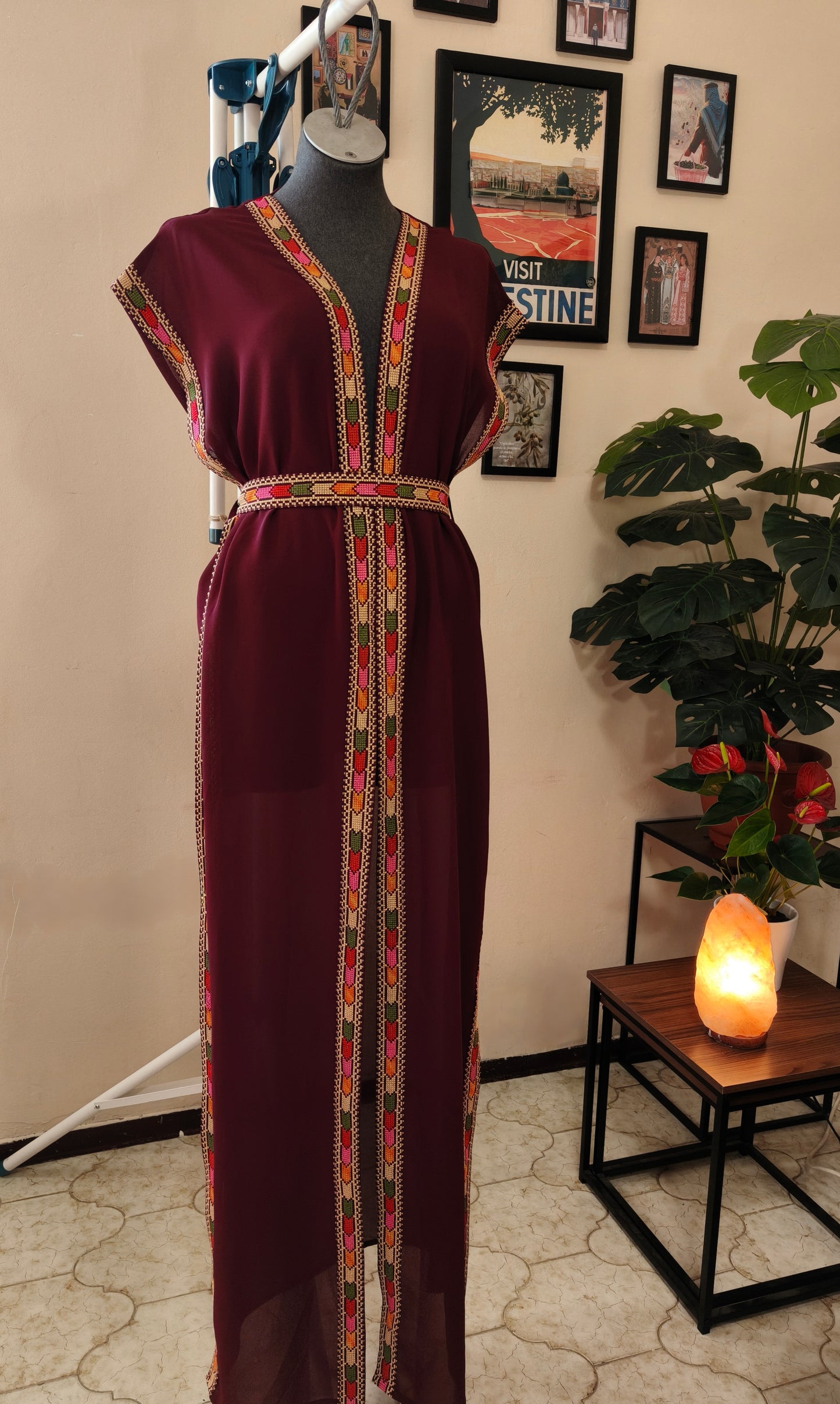 Gilet lungo tatreez colorato