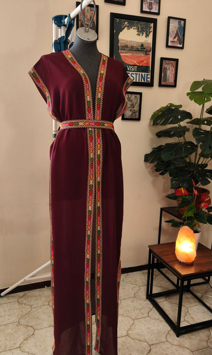 Gilet lungo tatreez colorato