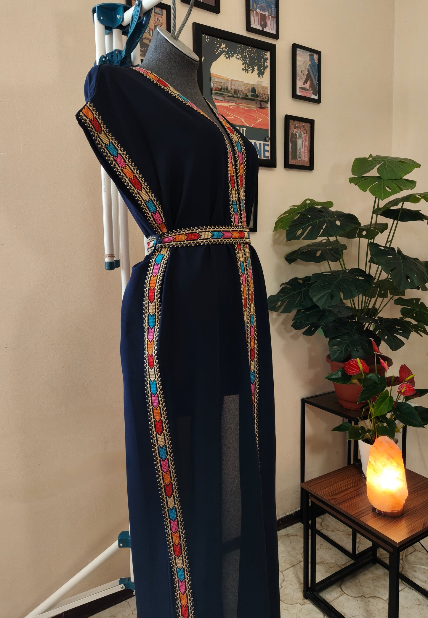 Gilet lungo tatreez colorato